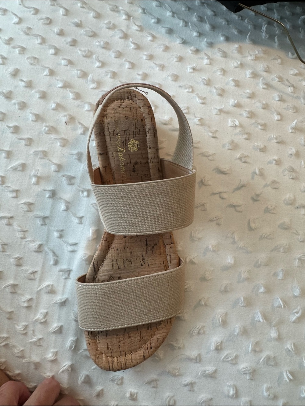 Tommy Bahama Sakura Beige Elastic Cork Wedge Sandals
